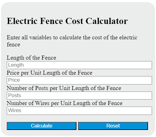 electric fence cost calculator
