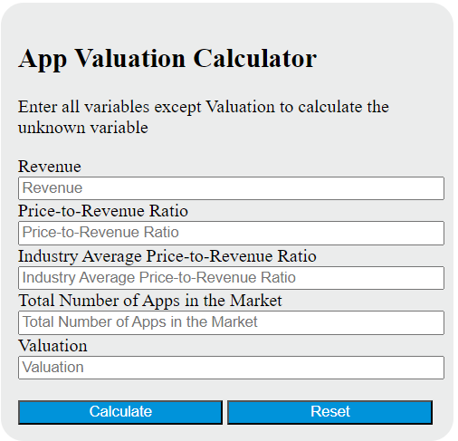 app valuation calculator