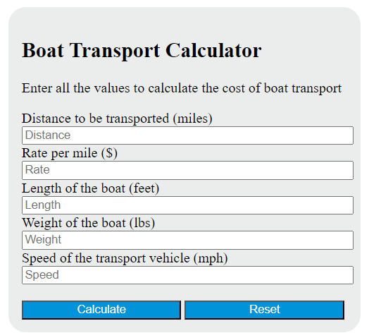 boat transport calculator