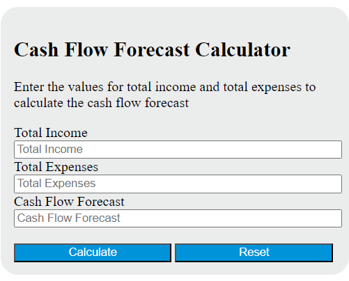 cash flow forecast calculator