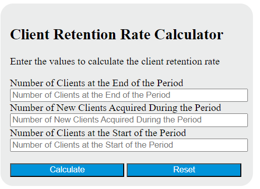 client retention rate calculator