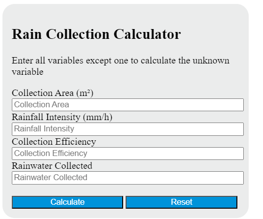 rain collection calculator