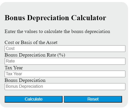 bonus depreciation calculator