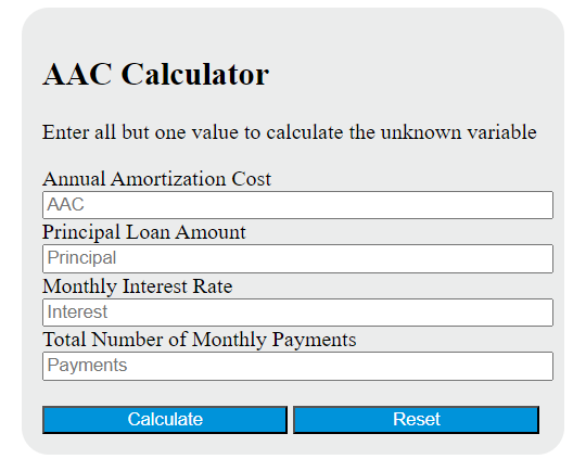 AAC calculator
