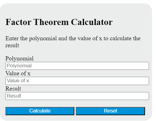 factor theorem calculator
