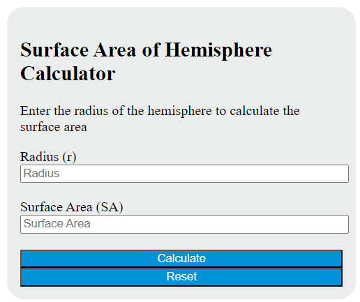 surface area of a hemisphere calculator