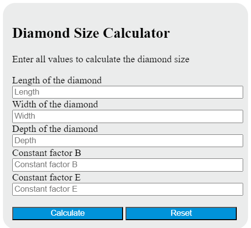 diamond size calculator