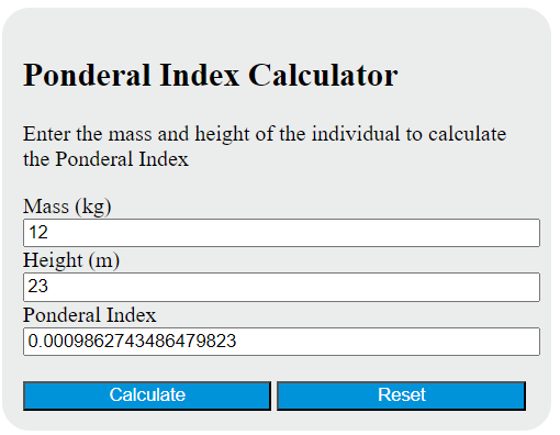 ponderal index calculator