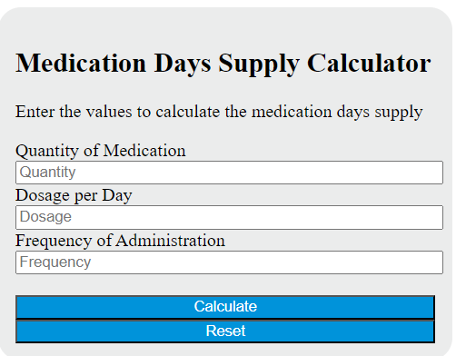 medication days supply calculator