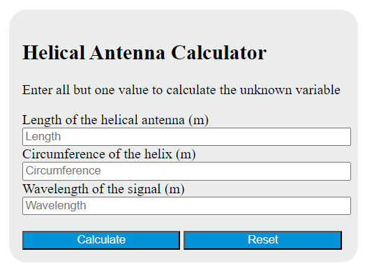 helical antenna calculator