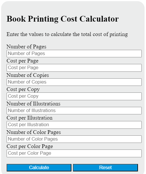 book printing cost calculator