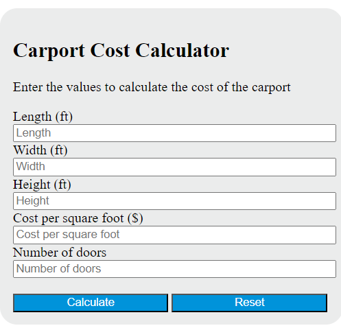carport cost calculator