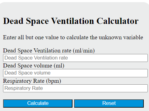 dead space ventilation calculator