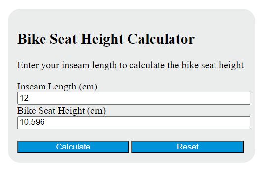 bike seat height calculator