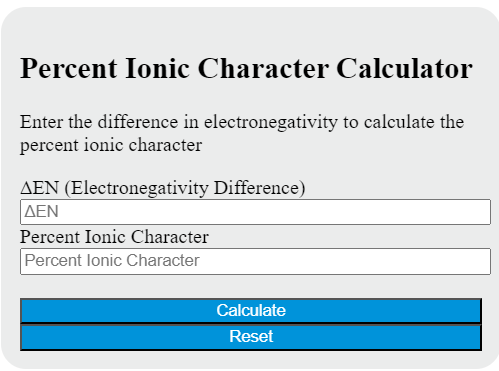 percent ionic character calculator