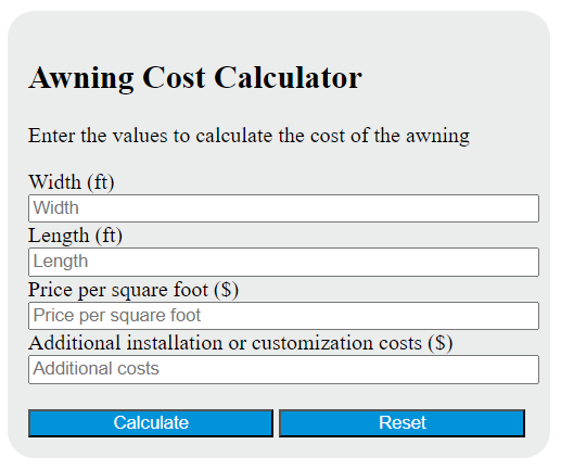 awning cost calculator