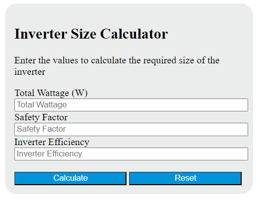 inverter size calculator