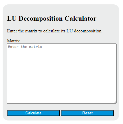 LU decomposition calculator