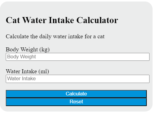cat water intake calculator