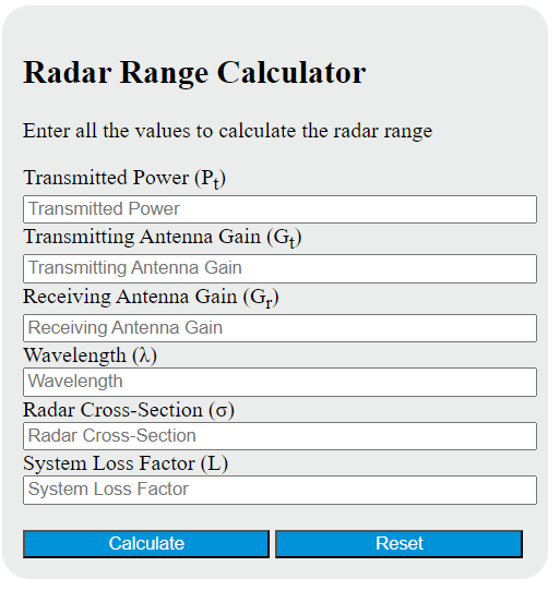radar range calculator