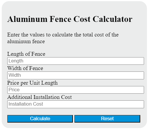 aluminum fence cost calculator