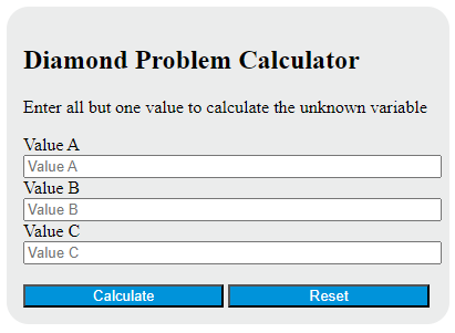 diamond problem calculator