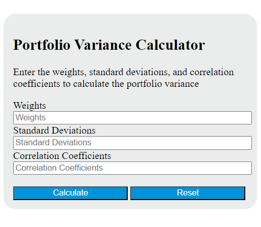 portfolio variance calculator
