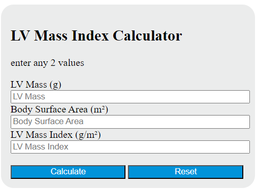 LV mass index calculator