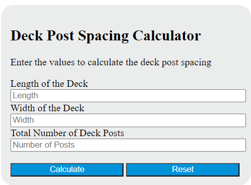 deck post spacing calculator