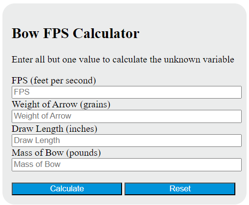 bow fps calculator