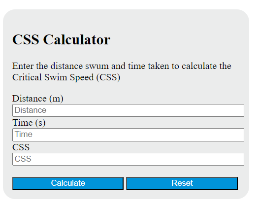critical swim speed calculator