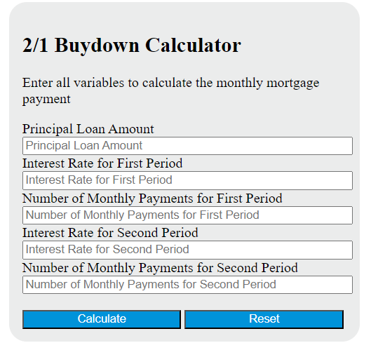 2/1 buydown calculator