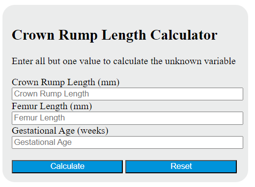 crown rump length calculator