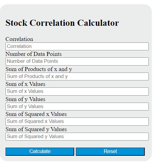 stock correlation calculator
