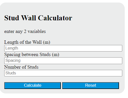 stud wall calculator