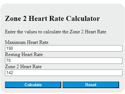 zone 2 heart rate calculator