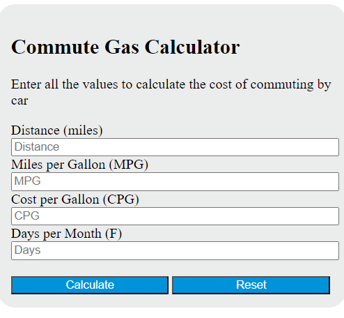 commute gas calculator
