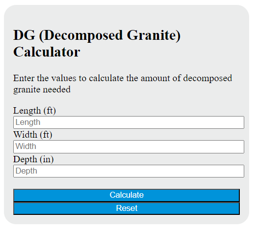 decomposed granite calculator