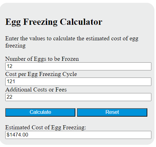 egg freezing calculator