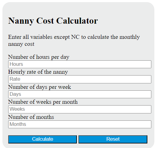 nanny cost calculator