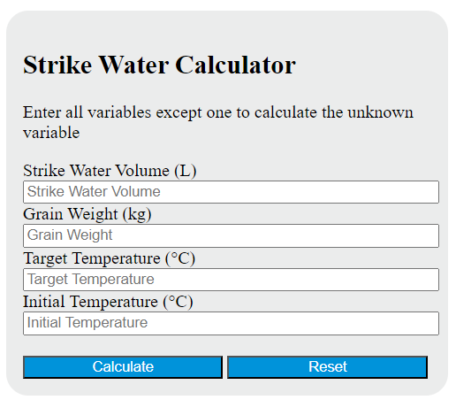 strike water calculator