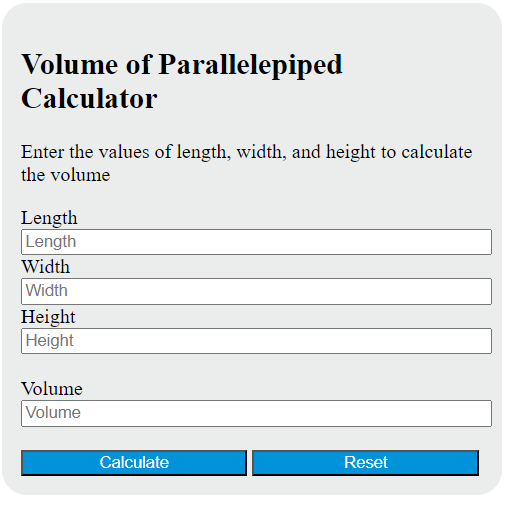 volume of parallelepiped calculator