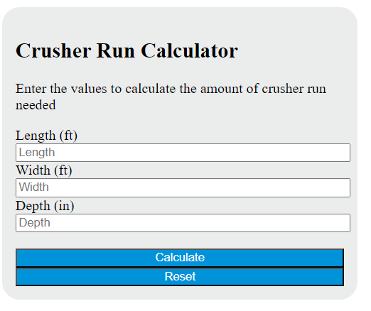 crusher run calculator