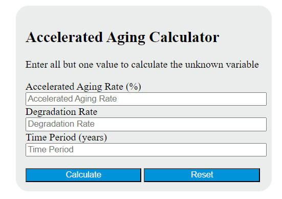 accelerated aging calculator