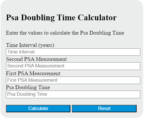 PSA doubling time calculator