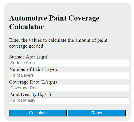 automotive paint coverage calculator