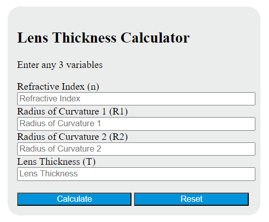lens thickness calculator
