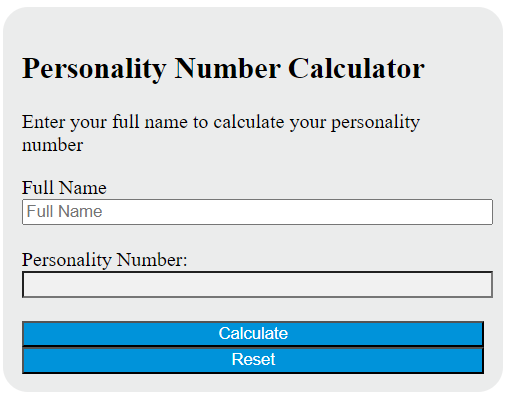 personality number calculator