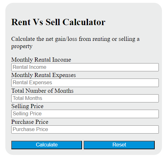 rent vs sell calculator