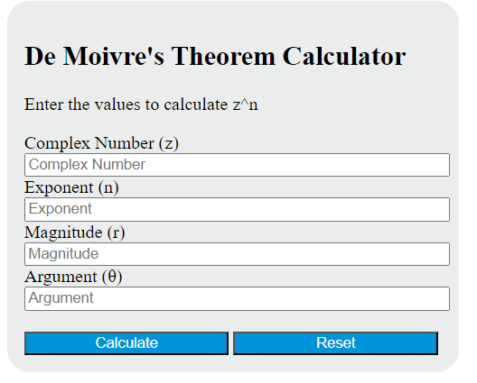 de moivre's theorem calculator